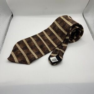 Honors Designer Necktie Mens Brown Abstract Silk Adjustable Business Office